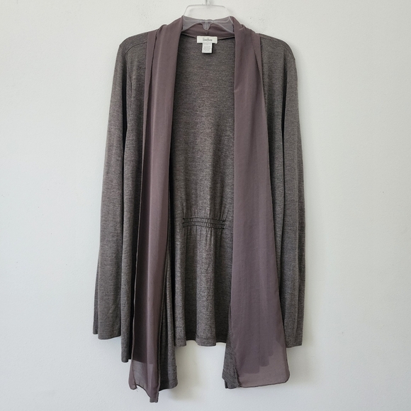 Neiman Marcus Brown Draped Open Front Cardigan Size Large 100% Viscose - Picture 1 of 10